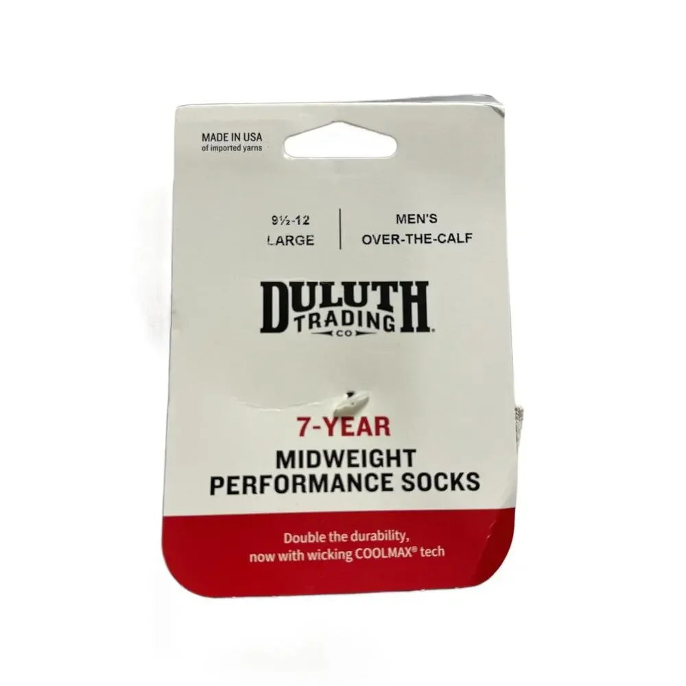 Duluth Trading 7-Year Midweight Performance Over-the-Calf Socks Men's L 9.5-12 K
